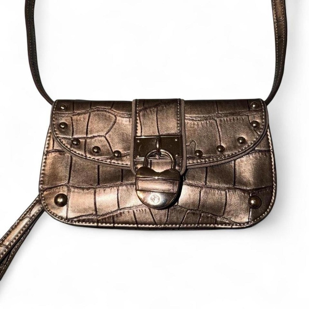 Vintage Y2K Kathy Van Zeeland Faux Croc Skin Padlock Bag
